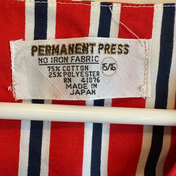Vtg 60’s/70’s Permanent Press Women’s Red White Blue Striped Vest 15/16 Japan - Picture 3 of 6